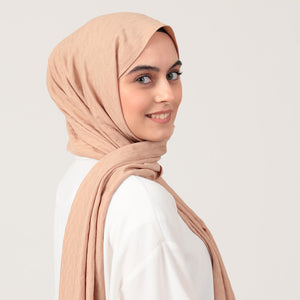 V Desen Fresh Cotton Şal - Sütlü Kahve