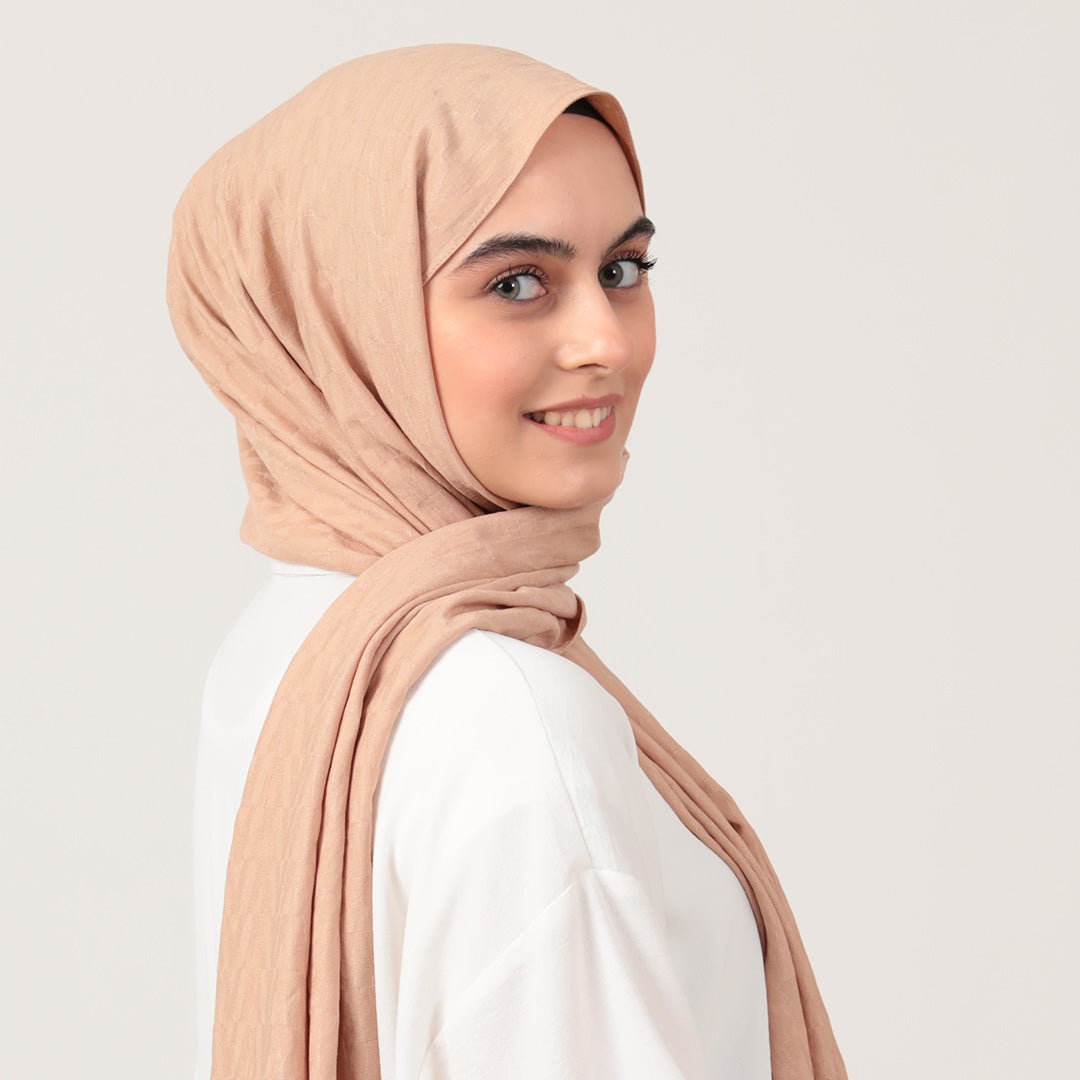 V Desen Fresh Cotton Şal - Sütlü Kahve