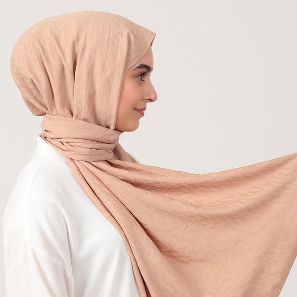 V Desen Fresh Cotton Şal - Sütlü Kahve