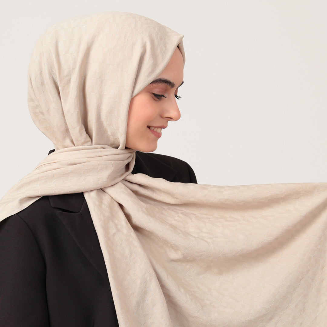 V Desen Fresh Cotton Şal - Taş