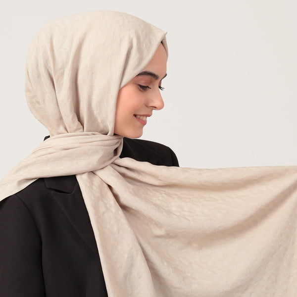 V Desen Fresh Cotton Şal - Taş