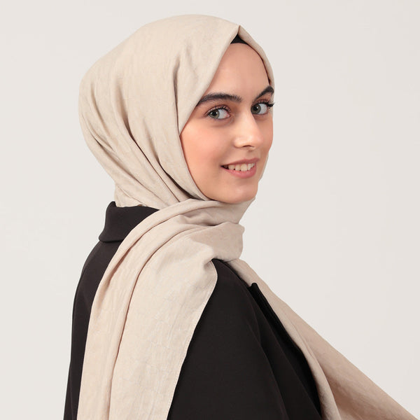 V Desen Fresh Cotton Şal - Taş