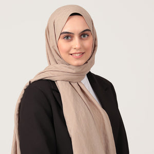 V Desen Fresh Cotton Şal - Vizon