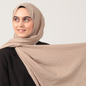 V Desen Fresh Cotton Şal - Vizon