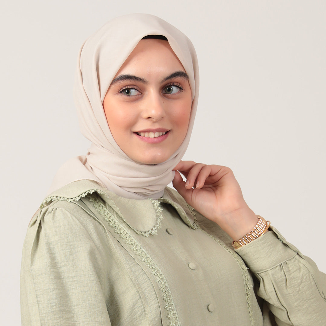 Yazlık Denim Eşarp - Ekru