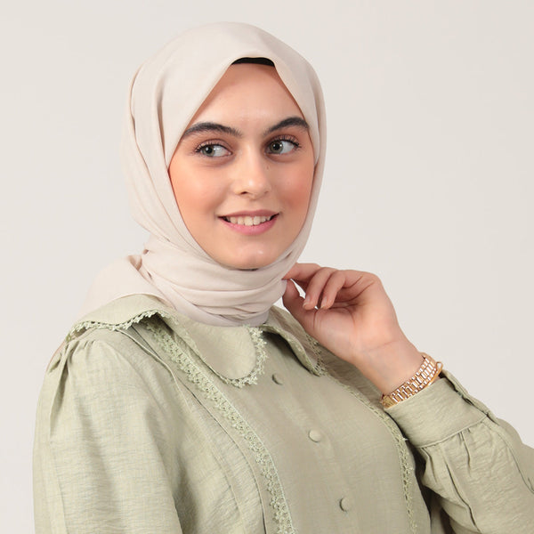 Yazlık Denim Eşarp - Ekru