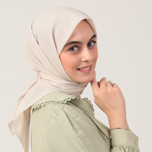 Yazlık Denim Eşarp - Ekru