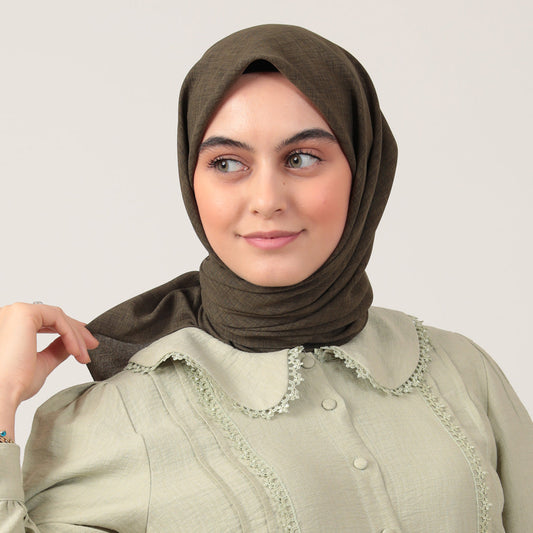 Yazlık Denim Eşarp - Haki Yeşili