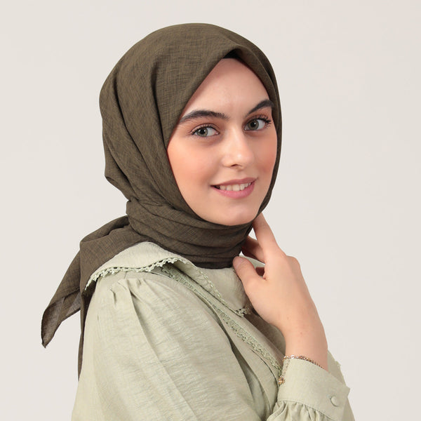 Yazlık Denim Eşarp - Haki Yeşili