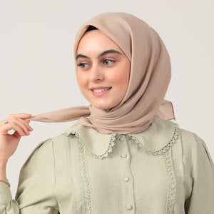 Yazlık Denim Eşarp - Koyu Bej