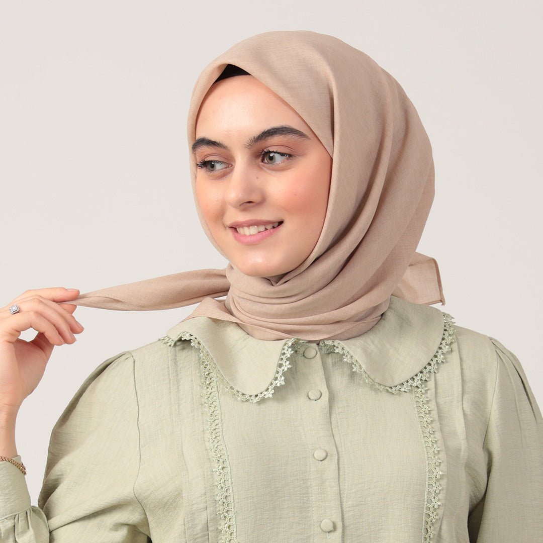 Yazlık Denim Eşarp - Koyu Bej