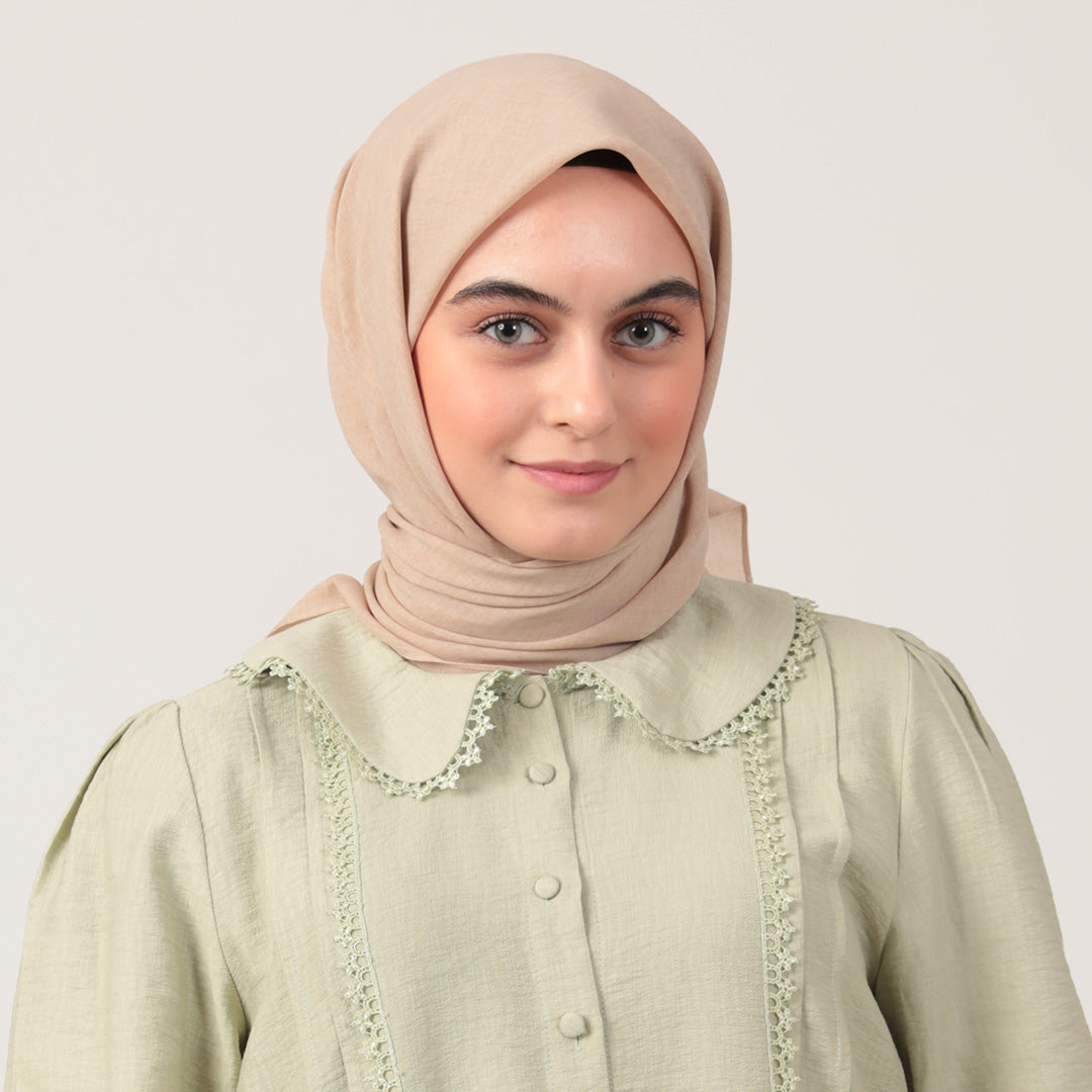 Yazlık Denim Eşarp - Koyu Bej