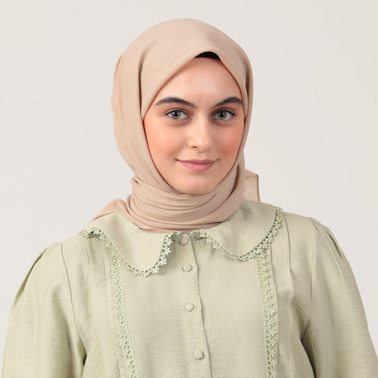 Yazlık Denim Eşarp - Koyu Bej