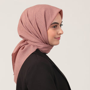 Yazlık Denim Eşarp - Koyu Pudra