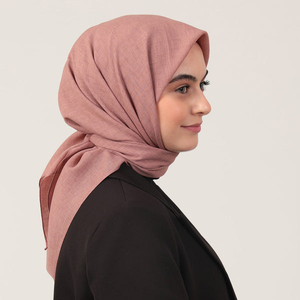 Yazlık Denim Eşarp - Koyu Pudra