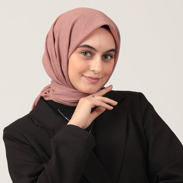 Yazlık Denim Eşarp - Koyu Pudra