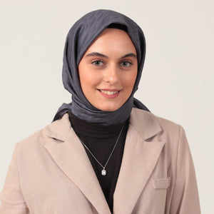 Yün İpek Eşarp - Dağ Desen - Kot Mavi