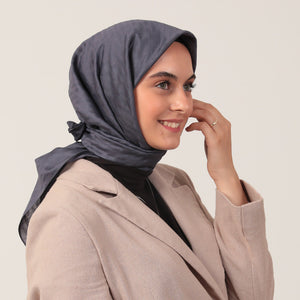 Yün İpek Eşarp - Dağ Desen - Kot Mavi