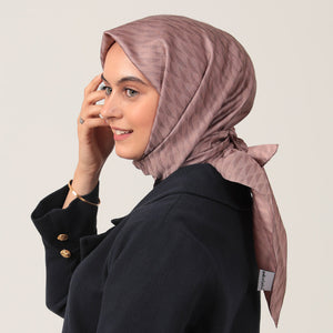 Yün İpek Eşarp - Dağ Desen - Pudra