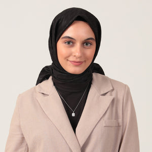 Yün İpek Eşarp - Dağ Desen - Siyah