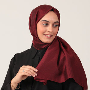 Yün İpek Şal - Zincir Desen - Bordo