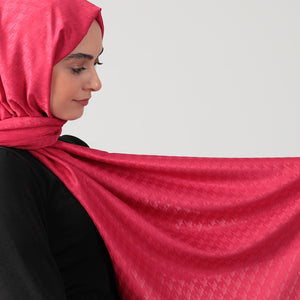 Pamuk Jakar - Kazayağı Şal - Fuşya