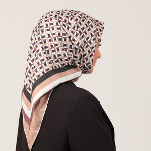 Twill Eşarp - Hipnoz Desen - Kahverengi