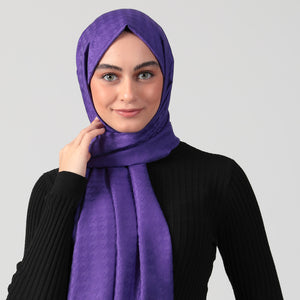 Pamuk Jakar - Kazayağı Şal - Morcivert