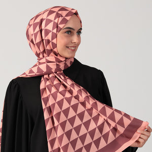 Pamuk İpek Şal - Üçgen Desen - Soğan Kabuğu