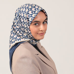 Twill Eşarp - Puzzle Desen - Lacivert