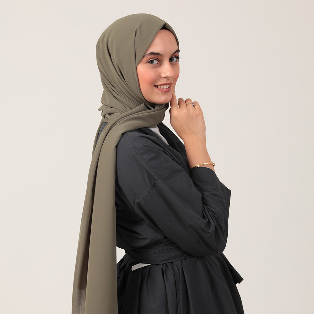 Şifon Şal - Ceviz Yeşili