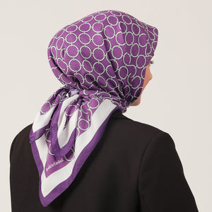 Pamuk İpek Eşarp - Halka Desen - Leylak