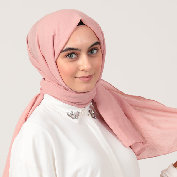 Organik Pamuk Şal - Pudra Pembe