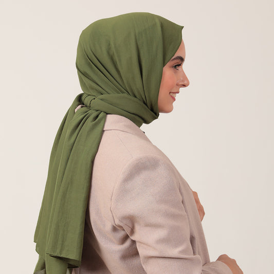 Bambu Pamuk Şal - Haki Yeşili
