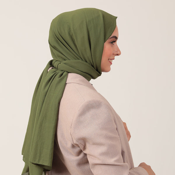 Bambu Pamuk Şal - Haki Yeşili