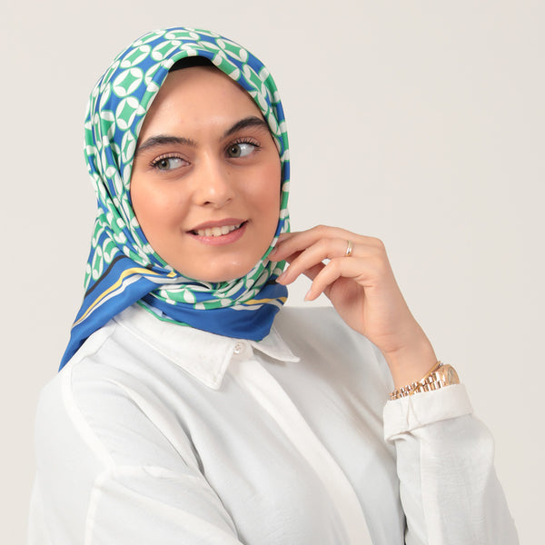 Twill Eşarp - Madalyon Desen - Fıstık Yeşili