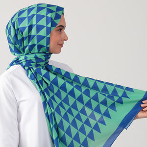 Pamuk İpek Şal - Üçgen Desen - Fıstık