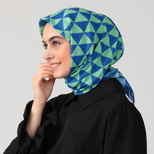 Pamuk İpek Eşarp - Üçgen Desen - Fıstık