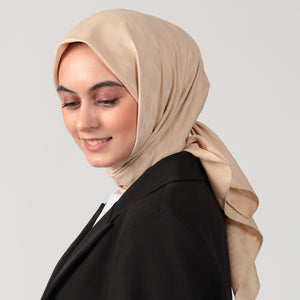 Pamuk Jakar - Büyük Kazayağı Desen Eşarp - Sarı Bej