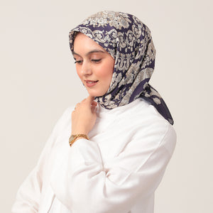 Pamuk İpek Eşarp - Dönence Desen - Mor