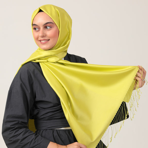 %100 İpek Şal - Lime