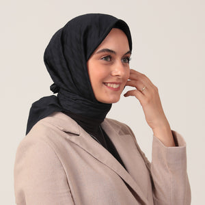 Yün İpek Eşarp - Dağ Desen - Koyu Lacivert