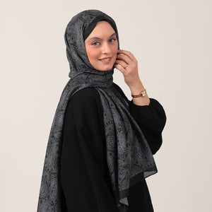 Pamuk İpek Şal - Mandala Desen - Siyah