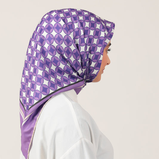 Twill Eşarp - Madalyon Desen - Mor