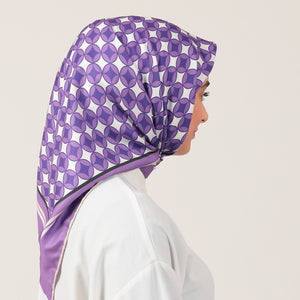 Twill Eşarp - Madalyon Desen - Mor