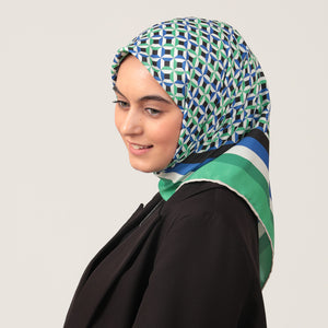 Twill Eşarp - Hipnoz Desen - Fıstık Yeşili