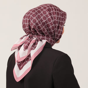 Pamuk İpek Eşarp - Halka Desen - Mürdüm