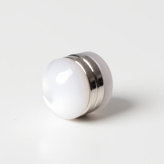 Mıknatıslı Eşarp Klipsi - Şişman - Beyaz