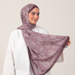 Pamuk İpek Şal - Mandala Desen - Mürdüm