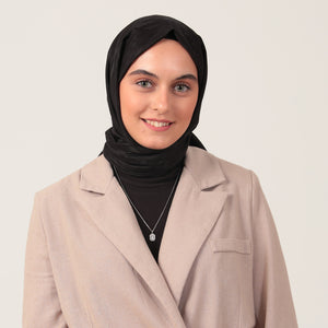 Yün İpek Şal - Dağ Desen - Siyah